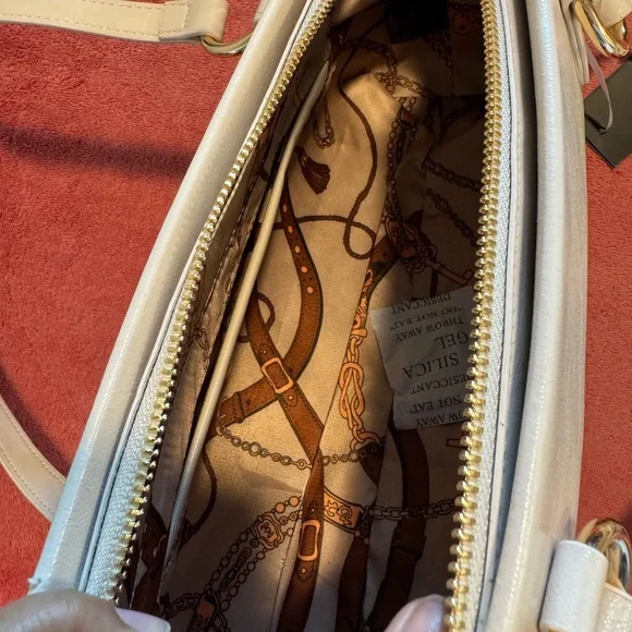 Cream Shoulder Bag with Lace-Up Side Detail - Picture 10 of 13